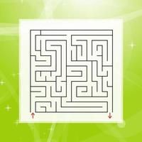 A square labyrinth. An interesting and useful game for children and adults. Simple flat vector illustration on a colorful abstract background.