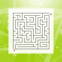 A square labyrinth. An interesting and useful game for children and adults. Simple flat vector illustration on a colorful abstract background.