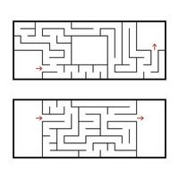 A set of two rectangular labyrinths. An interesting and useful game for preschoolers. Easy puzzle. Simple flat vector illustration isolated on white background.