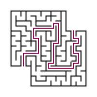 Black square maze for children. Simple flat vector illustration isolated on white background. With the answer. With a place for your images.