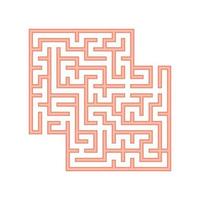 Orange square labyrinth. A game for children. Simple flat vector illustration isolated on white background. With a place for your images.