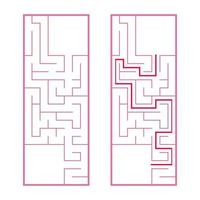 Rectangular labyrinth, maze. An interesting and useful game for preschoolers. An easy puzzle game. Simple flat vector illustration isolated on white background. With the right decision.