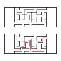 Rectangular labyrinth, maze. An interesting and useful game for preschoolers. An easy puzzle game. Simple flat vector illustration isolated on white background. With the right decision.