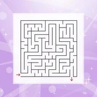 A square labyrinth. An interesting and useful game for children and adults. Simple flat vector illustration on a colorful abstract background.