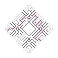 Abstract complex labyrinth. Black stroke on a white background. An interesting puzzle game for children. Vector illustration. With the right way.