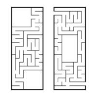 A set of two rectangular labyrinths. An interesting and useful game for preschoolers. Easy puzzle. Simple flat vector illustration isolated on white background.