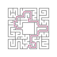 Abstract complex labyrinth. Black stroke on a white background. An interesting puzzle game for children. Vector illustration. With the right way.