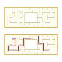 laberinto rectangular, laberinto. un juego interesante y útil para niños en edad preescolar. un juego de rompecabezas fácil. Ilustración de vector plano simple aislado sobre fondo blanco. con la decisión correcta.