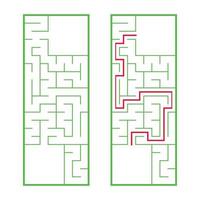 Rectangular labyrinth, maze. An interesting and useful game for preschoolers. An easy puzzle game. Simple flat vector illustration isolated on white background. With the right decision.
