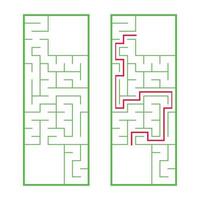 laberinto rectangular, laberinto. un juego interesante y útil para niños en edad preescolar. un juego de rompecabezas fácil. Ilustración de vector plano simple aislado sobre fondo blanco. con la decisión correcta.