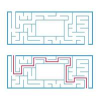 Rectangular labyrinth, maze. An interesting and useful game for preschoolers. An easy puzzle game. Simple flat vector illustration isolated on white background. With the right decision.