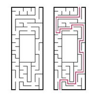 Rectangular labyrinth, maze. An interesting and useful game for preschoolers. An easy puzzle game. Simple flat vector illustration isolated on white background. With the right decision.