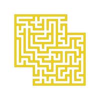 Yellow square labyrinth. A game for children. Simple flat vector illustration isolated on white background. With a place for your images.