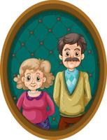 Grandparents picture on wooden frame vector