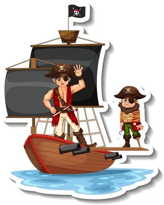 A sticker template with Pirates on the ship isolated