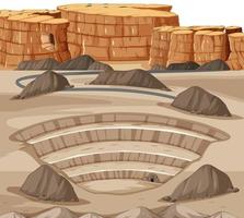 Landscape with mining quarry scene vector