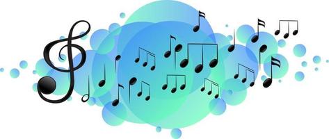 Símbolos de melodía musical en mancha azul brillante vector