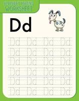 Alphabet tracing worksheet with letter D and d vector