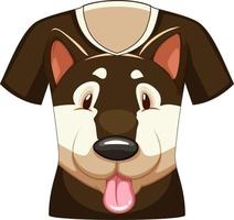 parte delantera de la camiseta con la cara del patrón de perro shiba vector