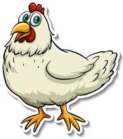 A cute chicken cartoon animal sticker vector