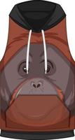 Front of hoodie sleeveless with orangutan pattern vector