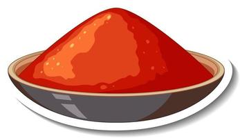 Red powder colour in a bowl on white background vector