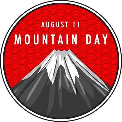 Mountain Day banner with Mount Fuji on Red background