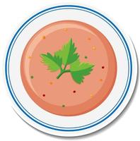 Plate of soup sticker on white background vector