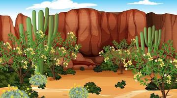 Desert forest landscape at daytime scene with many cactuses vector