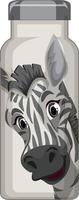 A white thermos bottle with zebra pattern vector