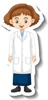 A girl in science gown cartoon character sticker vector