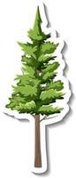 Sticker evergreen tree on white background vector