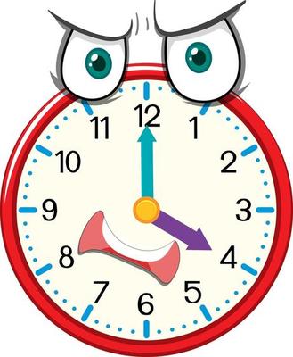 Clock cartoon character with facial expression