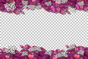 Pink leaves frame template vector