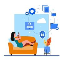 personal data security and cyber data security online concept illustration vector