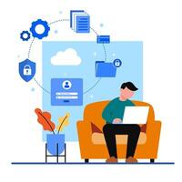 personal data security and cyber data security online concept illustration vector