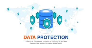 Global data security personal data security cyber data security online concept illustration vector