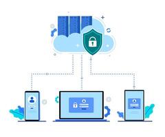 Ilustración de concepto en línea de seguridad de datos personales y seguridad de datos cibernéticos vector