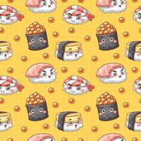 seamless pattern with sushi set vector