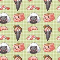 seamless pattern with sushi set vector