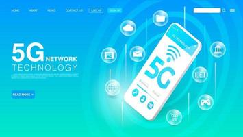 5G Network Wireless Technology Concept. High-Speed Internet. Landing Page Template. Vector EPS 10