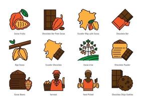 Ecuador cocoa origin  icon set vector