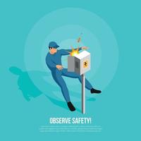 Observe Safety Isometric Background Vector Illustration