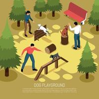 Cynologist Playground Isometric Composition Vector Illustration