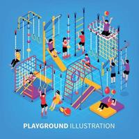 Children Playground Isometeric Background Vector Illustration