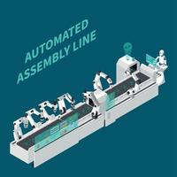 Assembly Line Isometric Background Vector Illustration