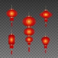 set of isolated chinese lanterns vector