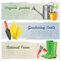 Gardening Horizontal Banners Set Vector Illustration