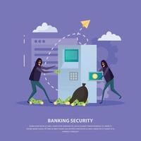 Banking Security Flat Background Vector Illustration