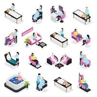 Beauty Salon Isometric Icons Vector Illustration